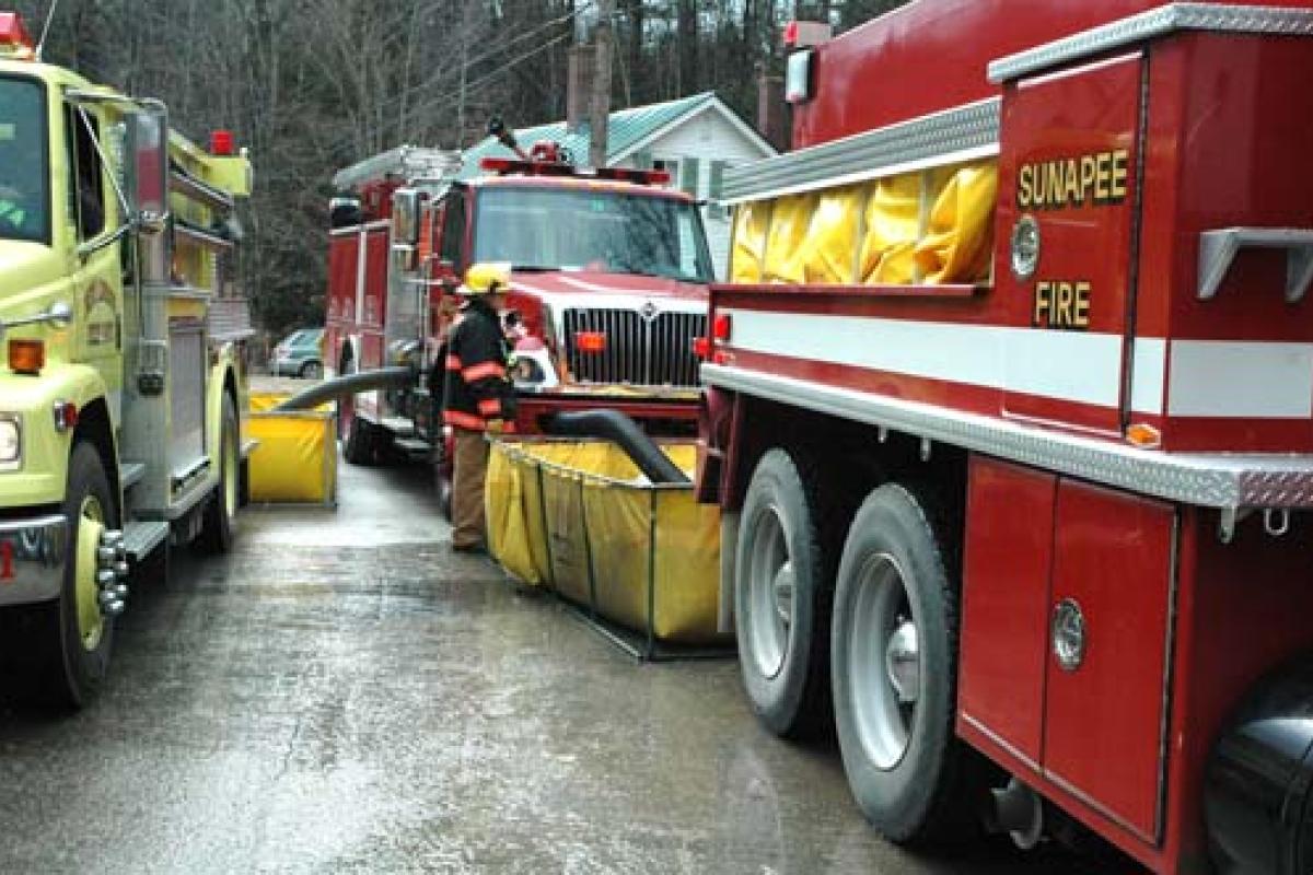 firetrucks at a fire