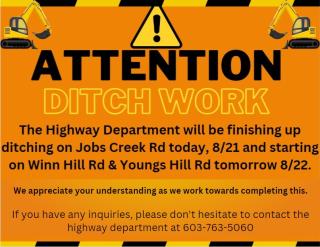 Attention Ditch Work