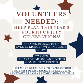 FOURTH OF JULY VOLUNTEERS NEEDED