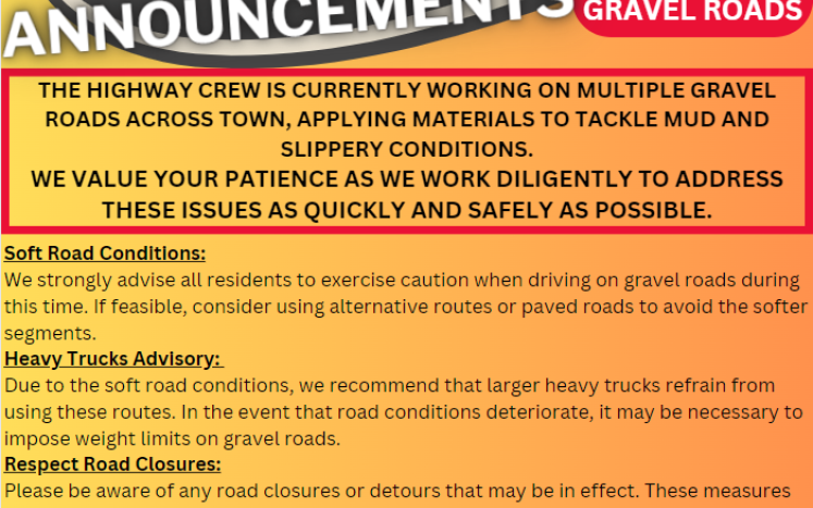 Alert - Gravel Roads